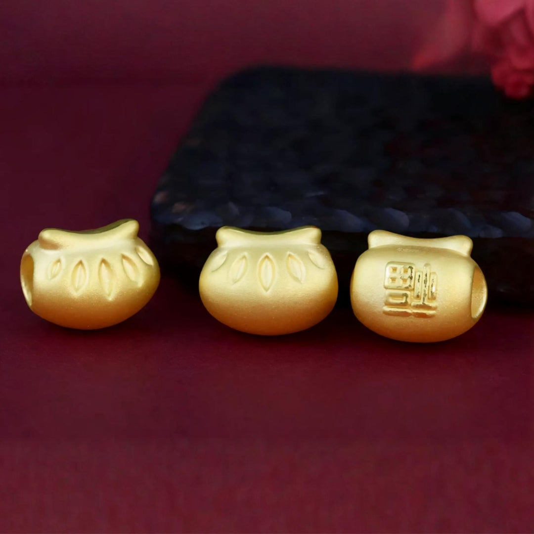 24K Pure 999 Gold Lucky Blessing Steamed Dumplings Charm Pendant