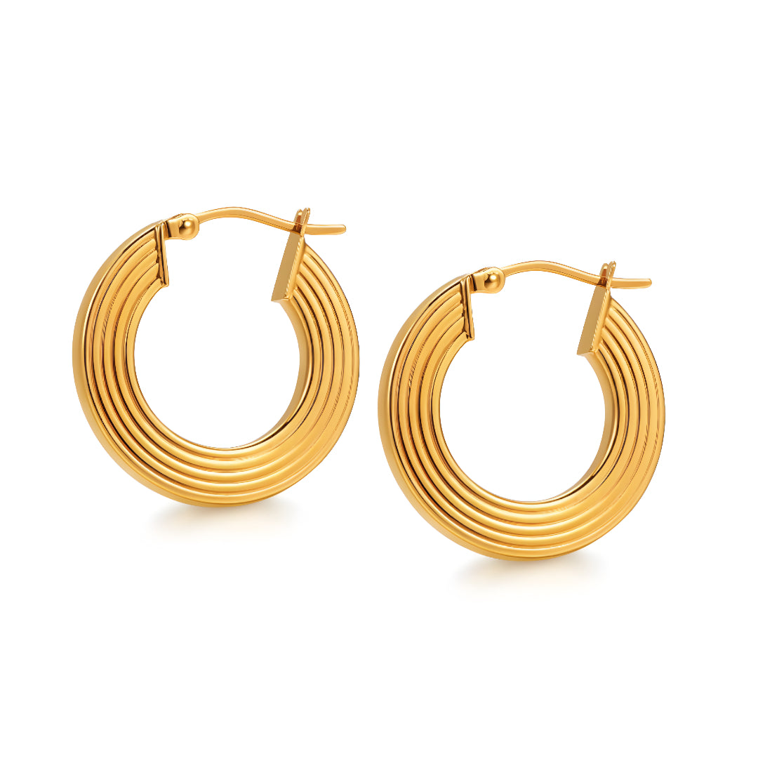 18k Real Gold Hoop Minimal Minimalist Style Earrings - Gypsophila Co.