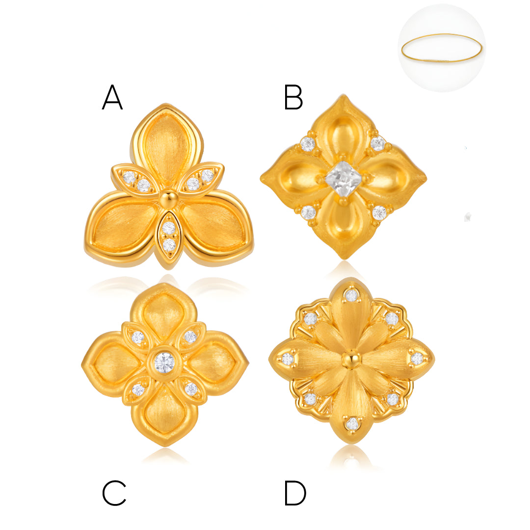 24k Real Gold Charm Zircon Clover Flower D.I.Y Pendant - Gypsophila Co.