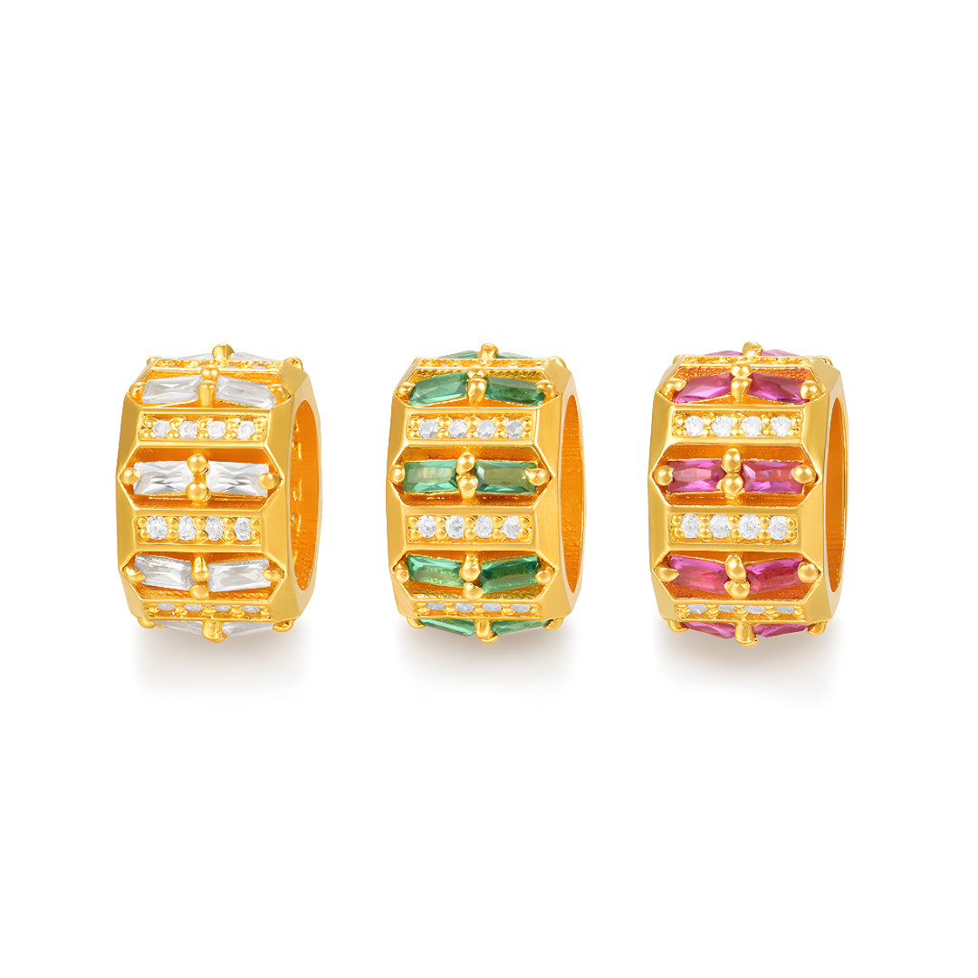 24k Pure 999 Gold D.I.Y Round Zircon Ring beads Spacer Accessories For Jewelry Making Craft