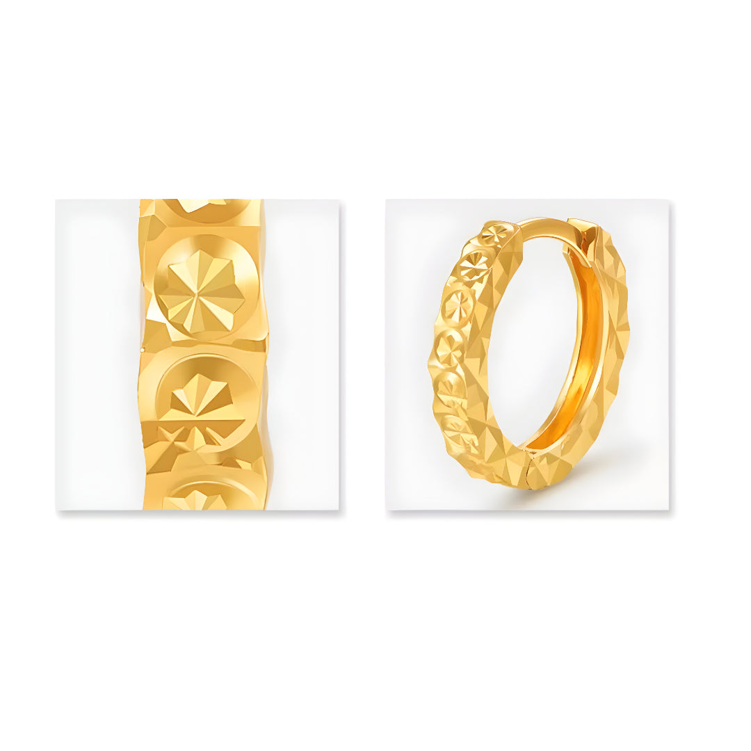 18K Real Gold Shinning Minimal Hoop Earrings