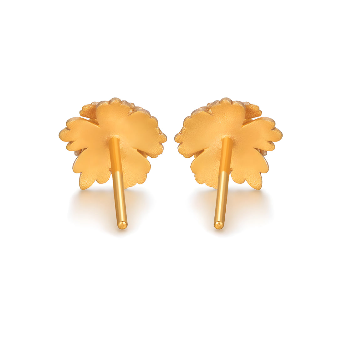 24K Pure Gold Daisy Flower Double color Zircon Elegant Stud Earrings