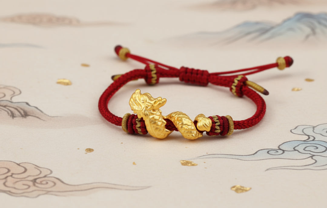24K 999 Pure Gold 3D Hard Gold Zodiac Dragon entwined around Pillars Good Luck Charm D.I.Y Pendant