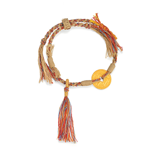 24K horse gold coin Rope Braided Bracelet Zodiac Horse Bring Wealth