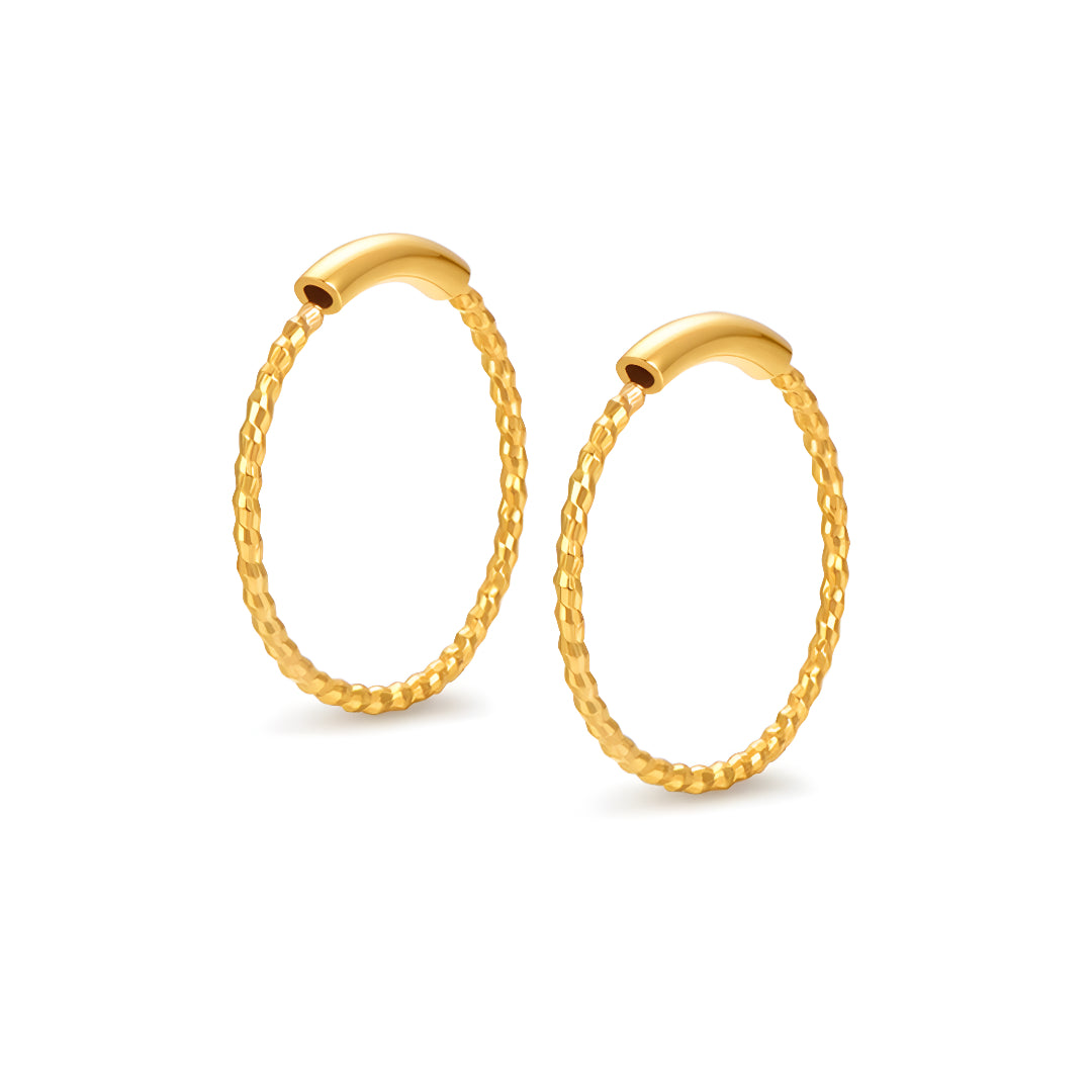 Small Hoop 18k Gold Twisted Plain Minimal Earrings