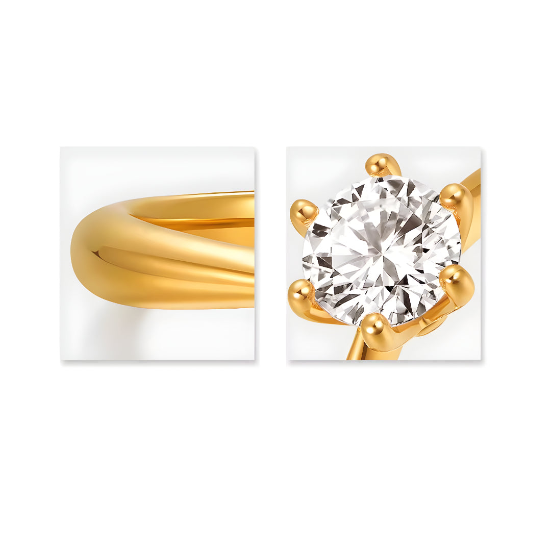 24K Classic Minimal Style Wedding Proposal Bride Band Ring