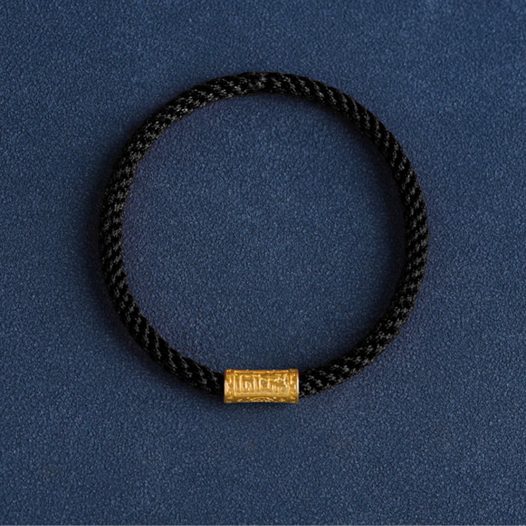 24k Pure Gold 999 Gold Beads Red Rope Braided Bracelet Men and Women Couple Good Luck Bracelet