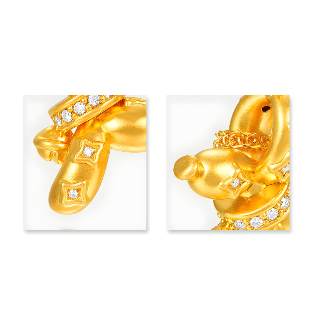 24K Pure Gold Balloon Puppy Dog Moissanite Pendant - Gypsophila Co.