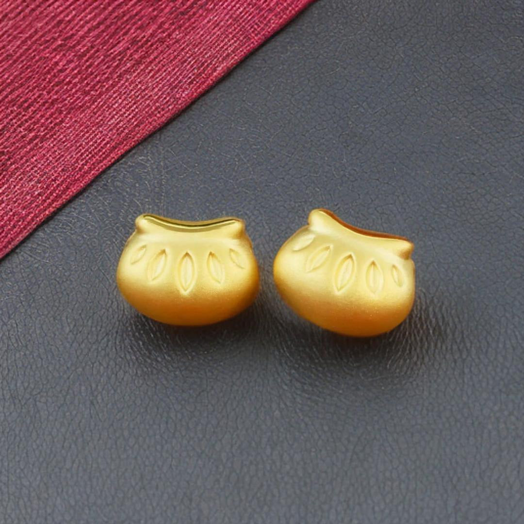24K Pure 999 Gold Lucky Blessing Steamed Dumplings Charm Pendant