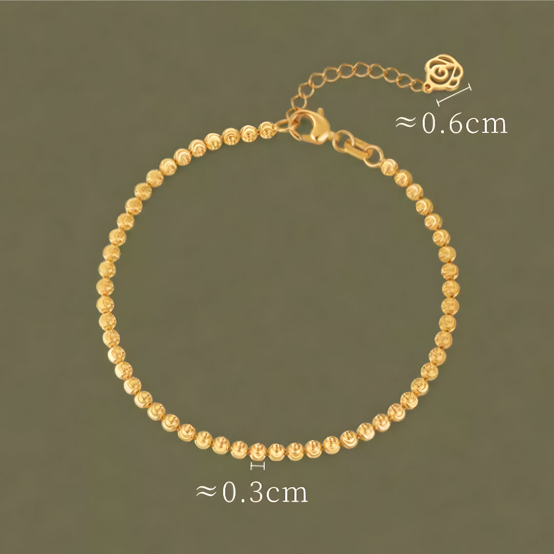 18k Real Gold Cat Eye Shinning Beads Bracelet