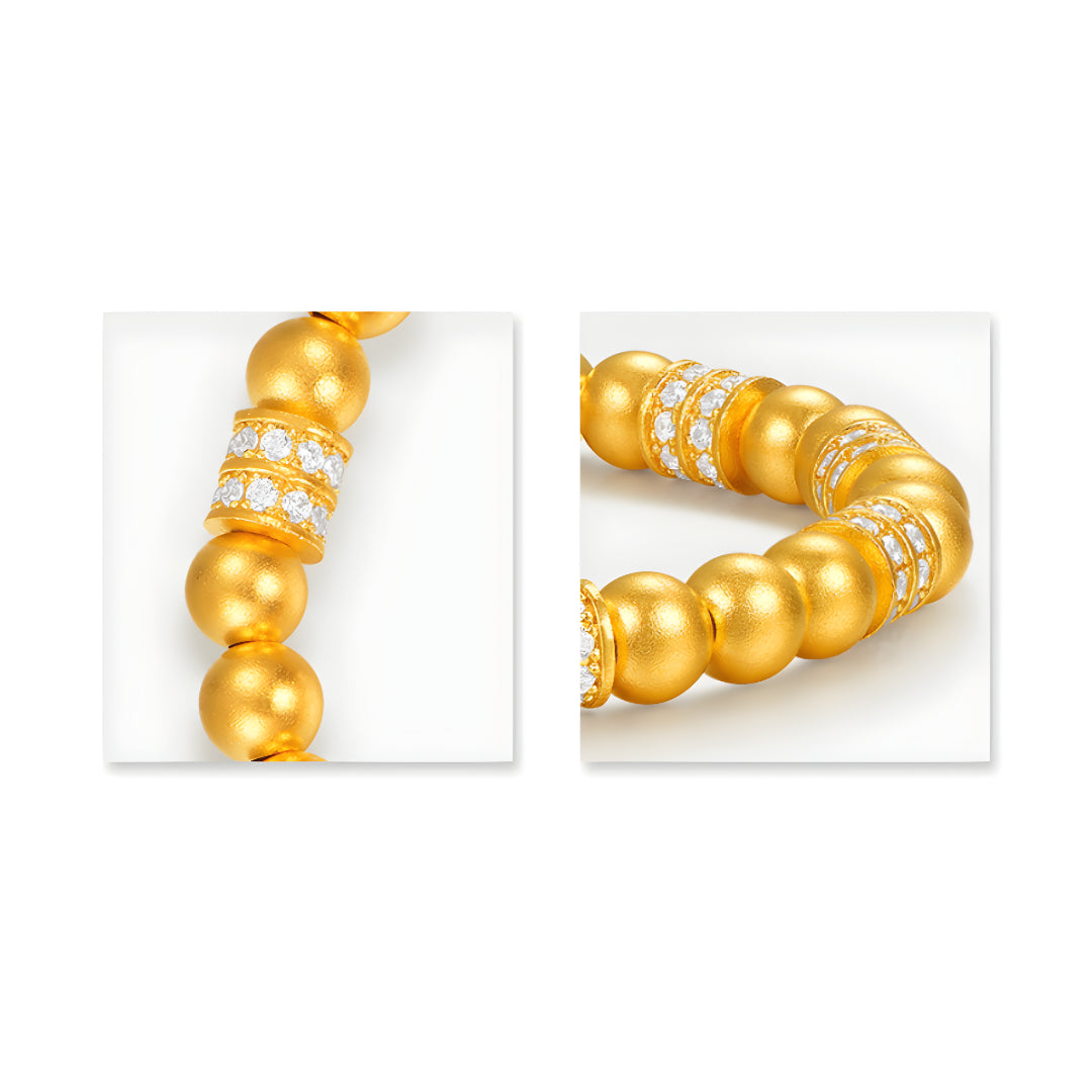 24k Pure Gold Beads Crystal Charm Bracelet - Gypsophila Co.