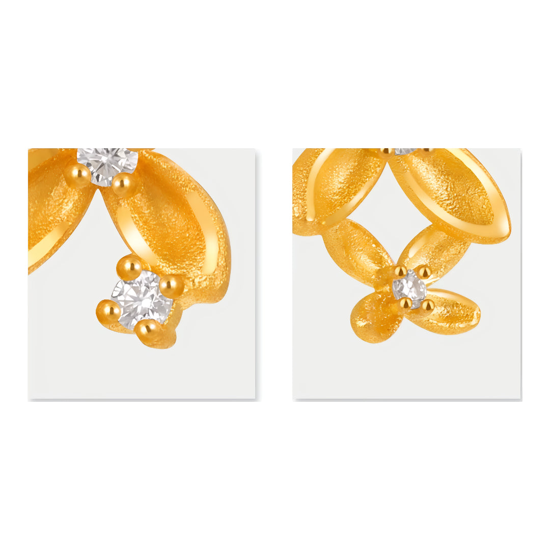 24K Pure Solid Gold Osmanthus Flower Stud Earrings - Gypsophila Co.