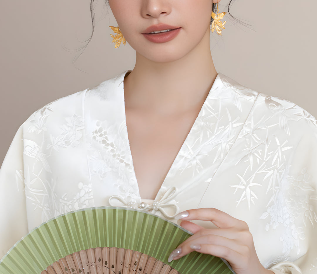 24K Pure Gold Flying Phoenix Wedding Bridal Hoop Earrings - Gypsophila Co.