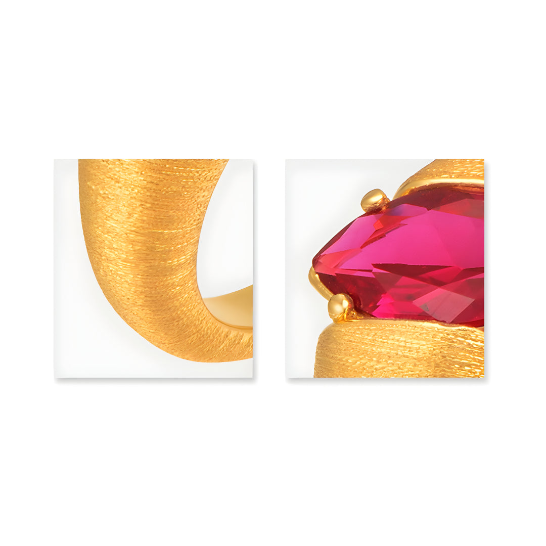 24K Pure Gold Synthetic Ruby Stacking Ring