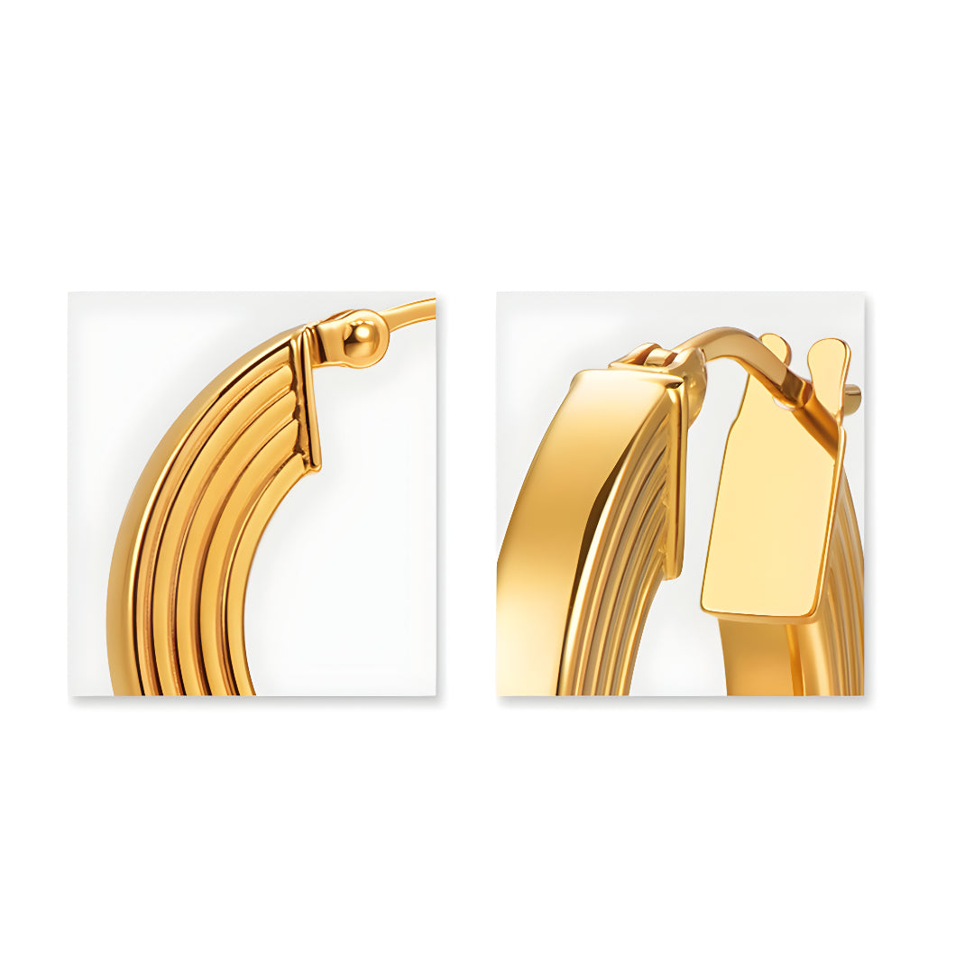 18k Real Gold Hoop Minimal Minimalist Style Earrings - Gypsophila Co.