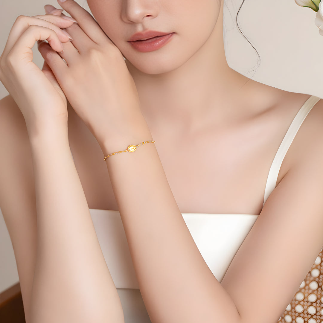 24k pure gold Turtle's shell Lucky Wealth Charm with Braided Rope Bracelet - Gypsophila Co.