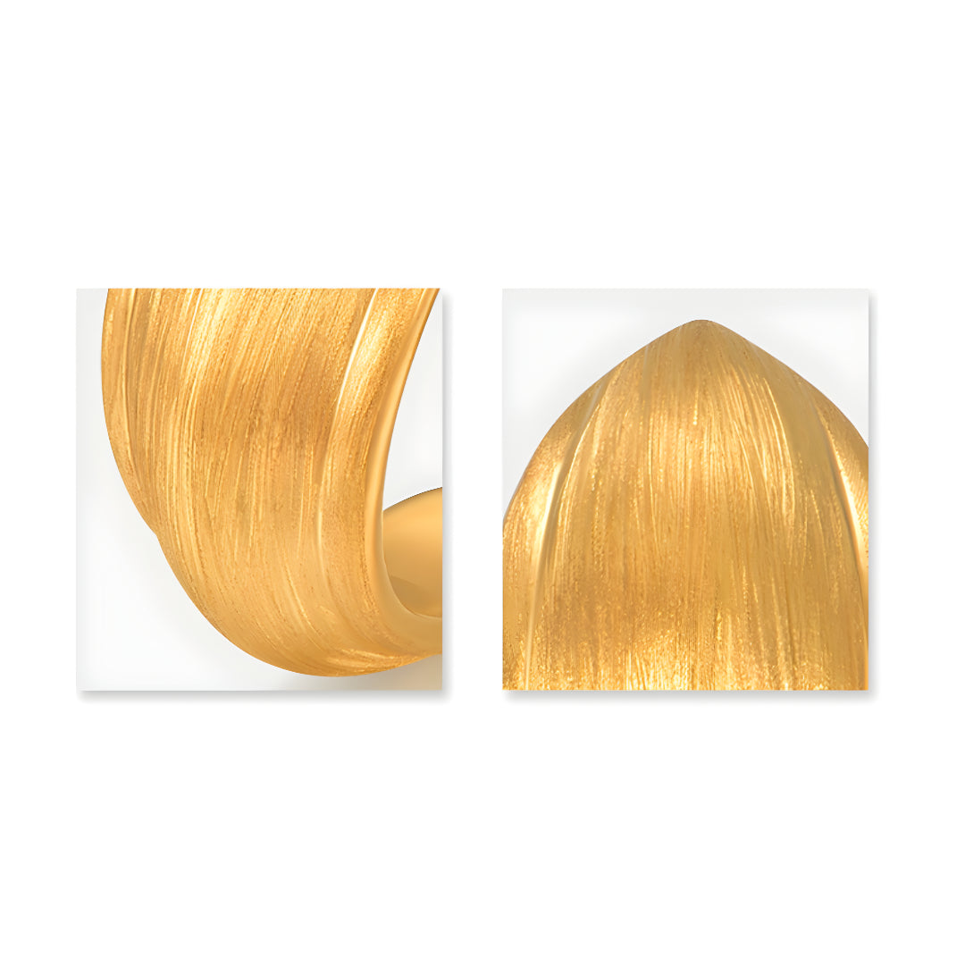 24K Real Gold 5D Gold Hoop Moon Shape Earrings