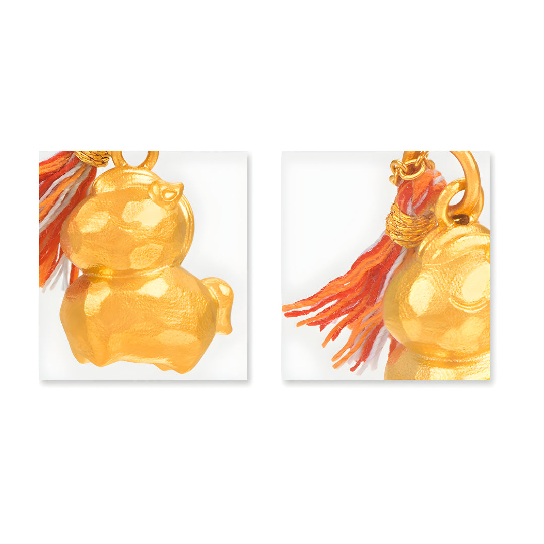 24k Real Gold Zodiac Year of Horse with Tassel Pendant