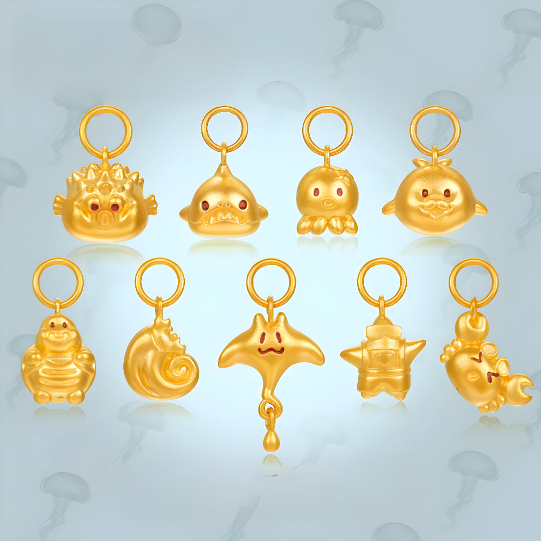 24k Real Gold Sea World Animal Fish Octopus Crab Sea Star Charm D.I.Y Pendant - Gypsophila Co.