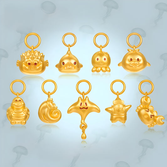 24k Real Gold Sea World Animal Fish Octopus Crab Sea Star Charm D.I.Y Pendant - Gypsophila Co.