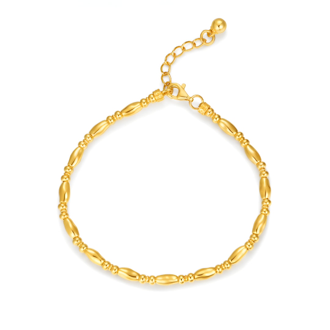 24k Pure Gold Beads Minimal Style Bracelet - Gypsophila Co.