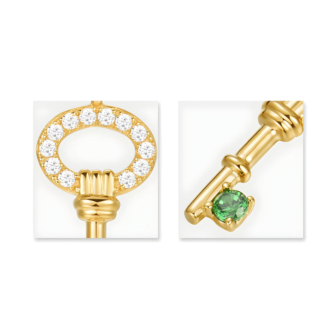 18K Pure Gold Key Clavicle Chain Necklace - Gypsophila Co.