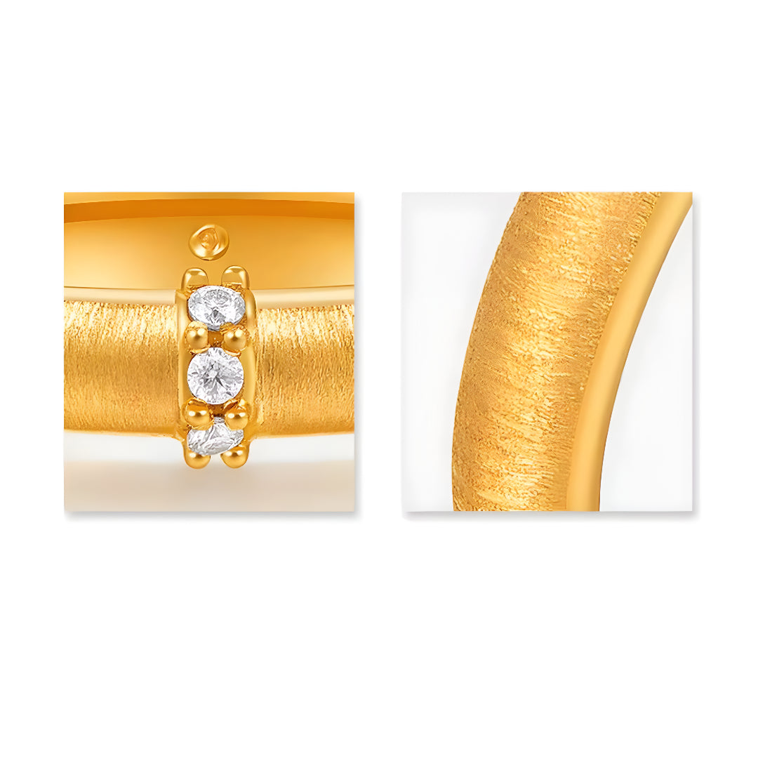 24k Pure Gold 5D Hard Gold Moissanite Band Stacking Ring