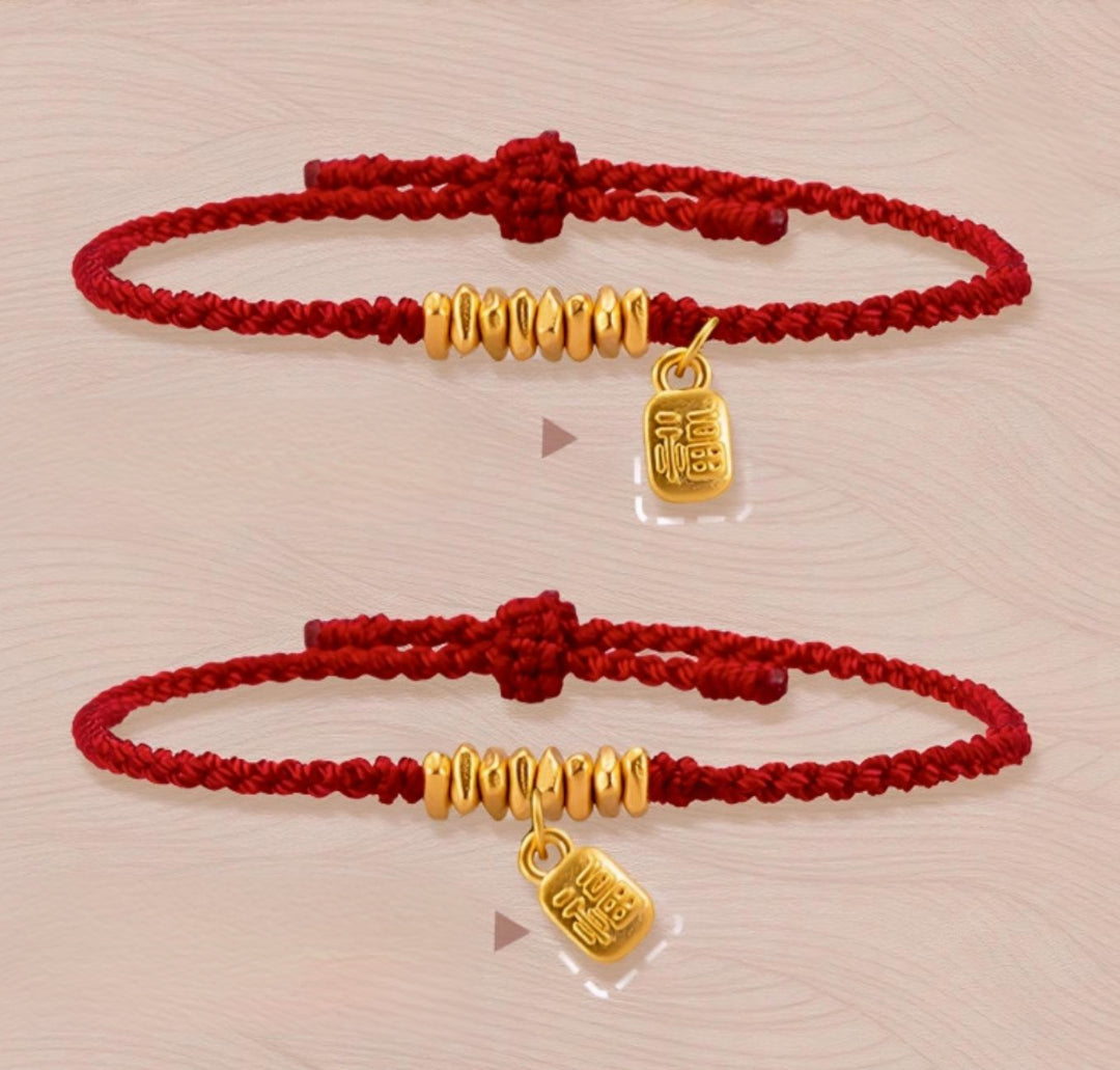 24k Pure 999 Gold Lucky Chinese Blessing Charm