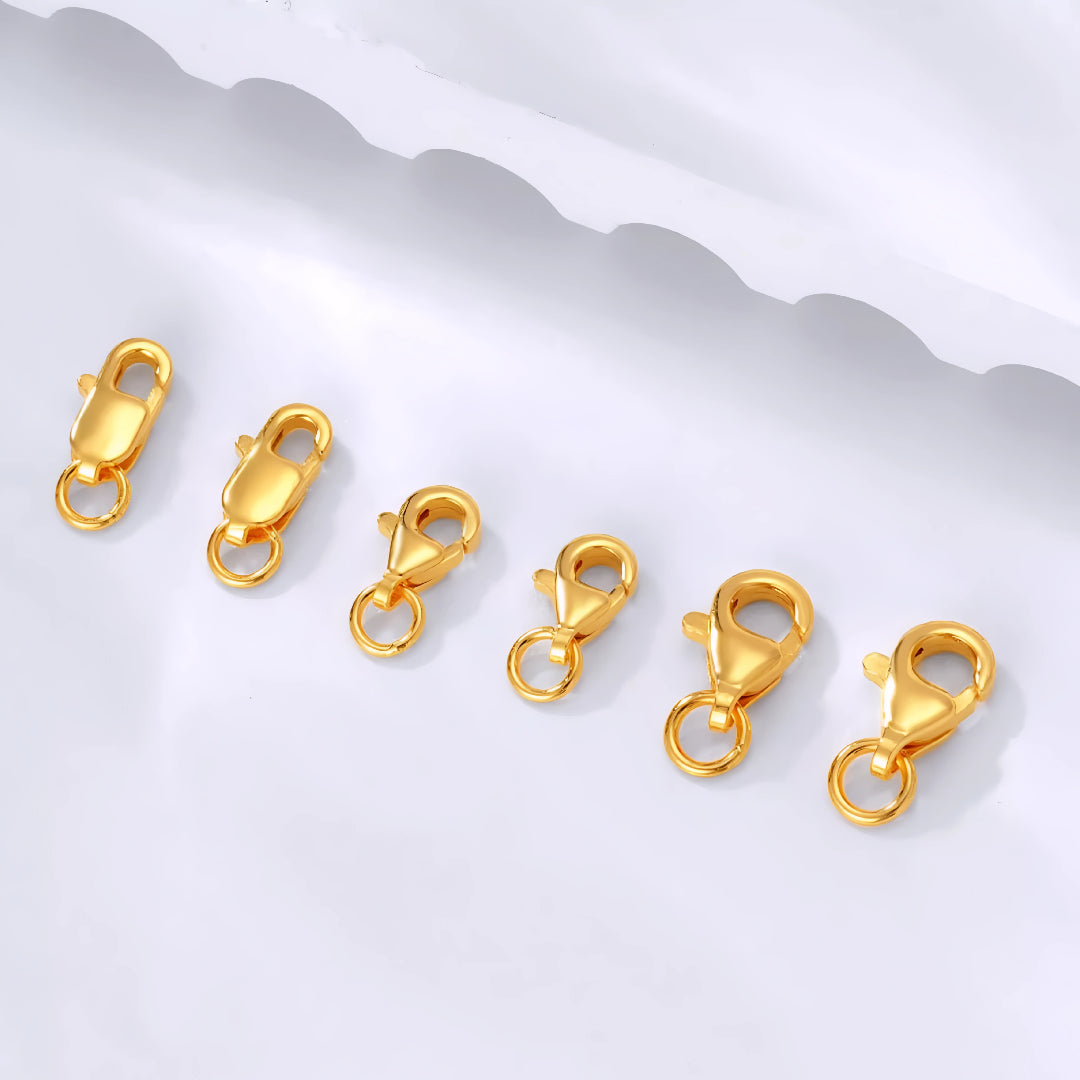 24k Pure 999 Gold D.I.Y Lobster Clasp Clip Oval Buckle Accessories For Jewelry Making Craft