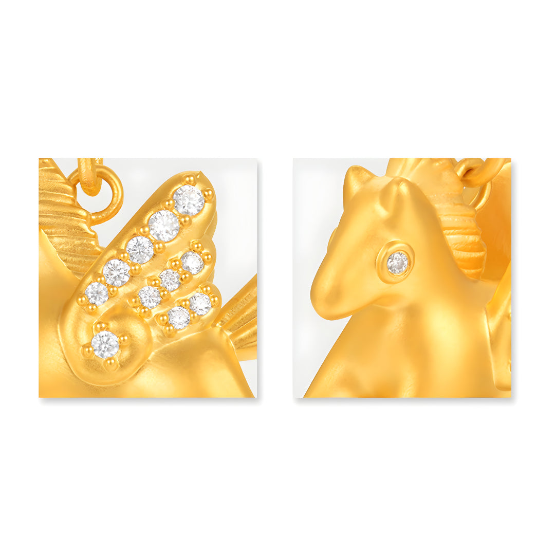 24k Pure Gold 5D Gold Flying Wings Pendant - Gypsophila Co.