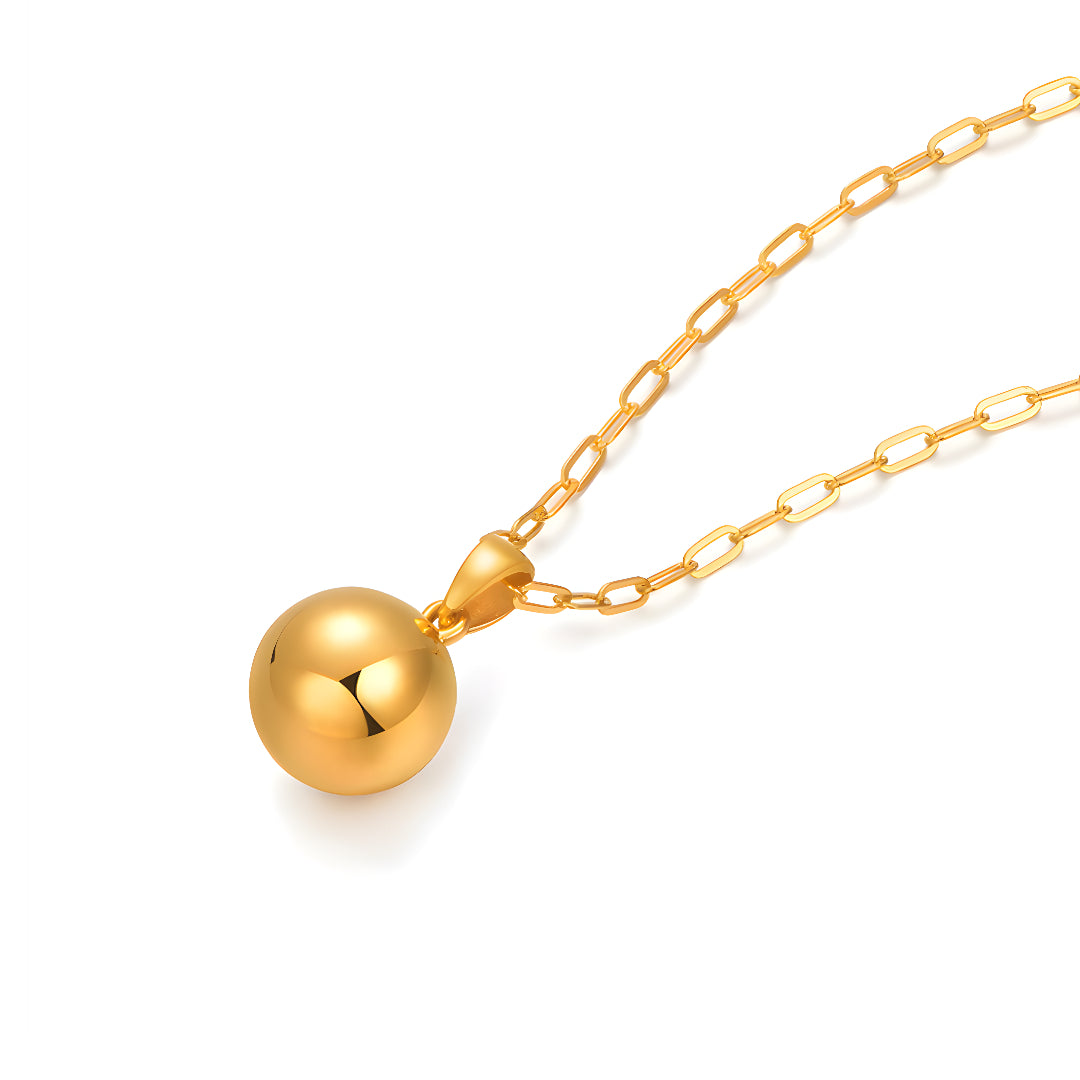 24K Real Gold 5D Hard Gold Ball Minimal Minimalist Pendant