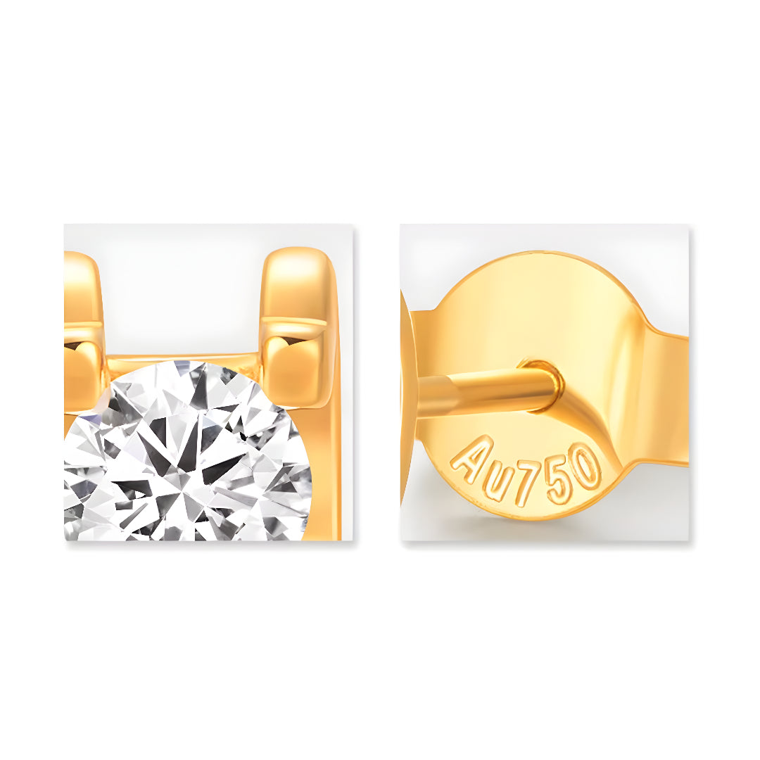 18k Real Gold Classic Stud Earrings