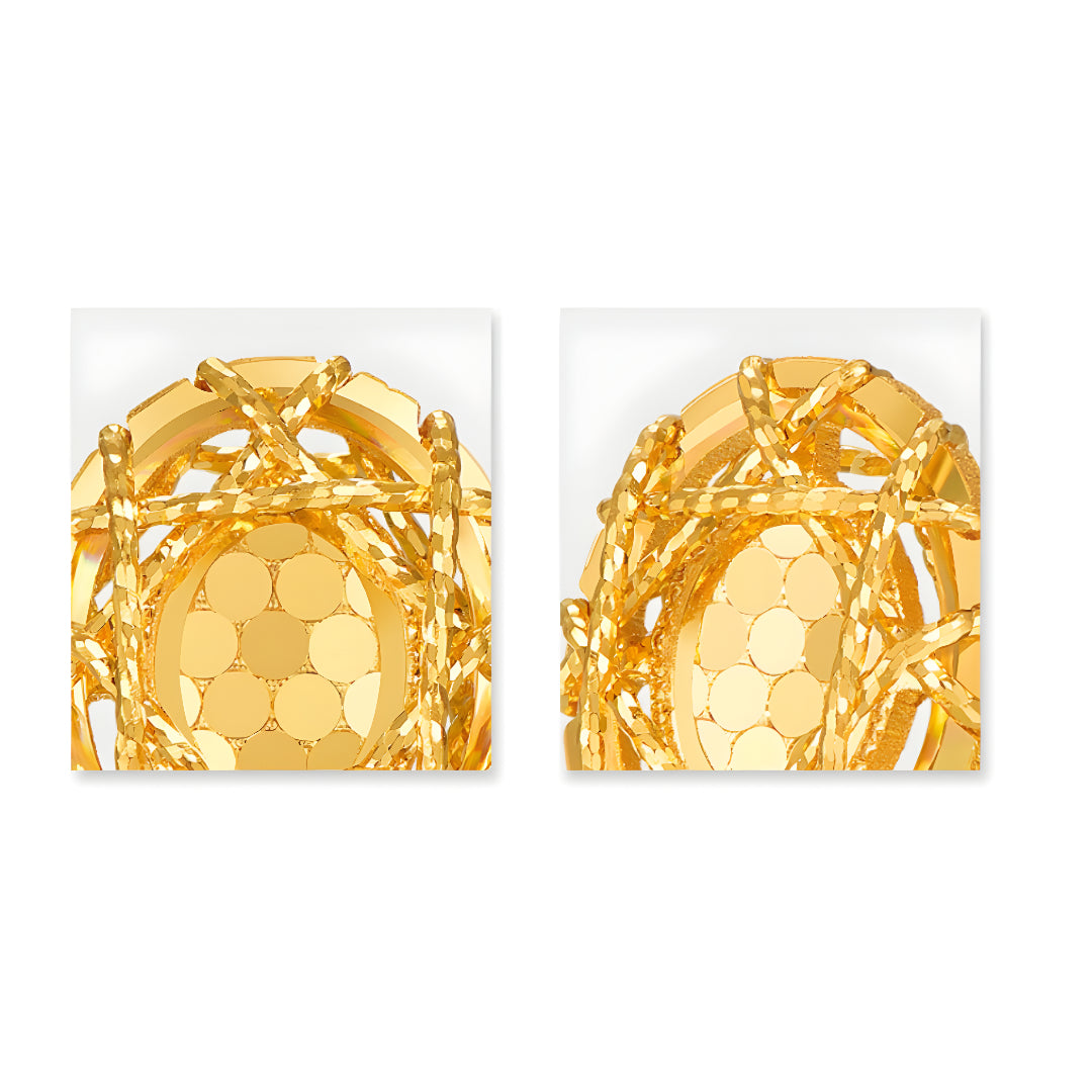 24K 5G Gold Sparkling Geometric Oval Shape Stud Earrings - Gypsophila Co.