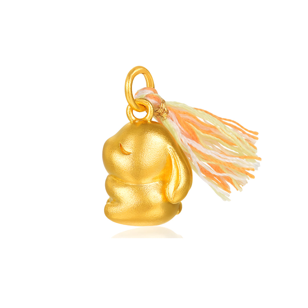 24K Pure Gold Blessing Wishing Rabbit Bunny Pendant - Gypsophila Co.