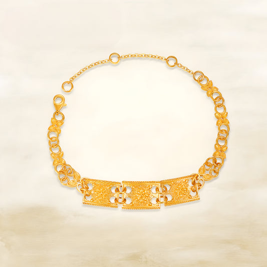 24k Real Gold Chain and link Charm Bracelet