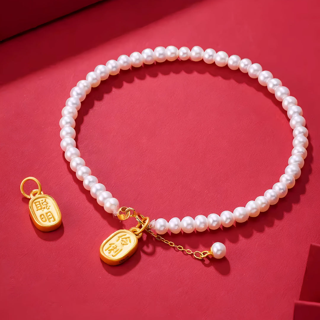 24k Pure 999 Gold Lucky Chinese Message Lucky Happy Blessing D.I.Y Charm