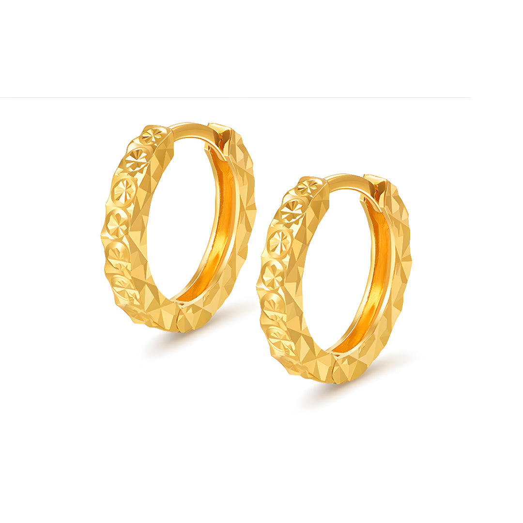 18K Real Gold Shinning Minimal Hoop Earrings