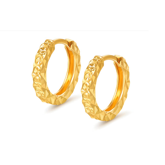 18K Real Gold Shinning Minimal Hoop Earrings