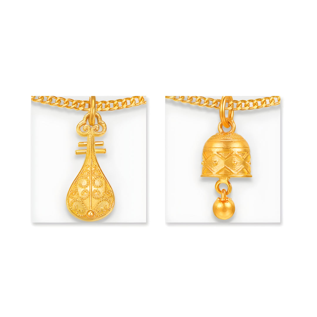 24k Real Gold Seven Treasures Exquisite Gold Pendant Blessings Charm D.I.Y