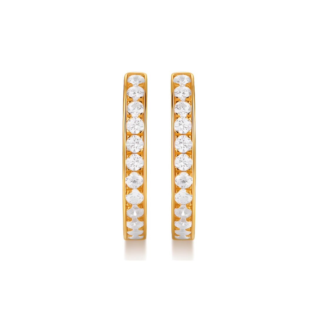 18k Real Gold Zircon Hoop Minimal Minimalist Style Earrings - Gypsophila Co.