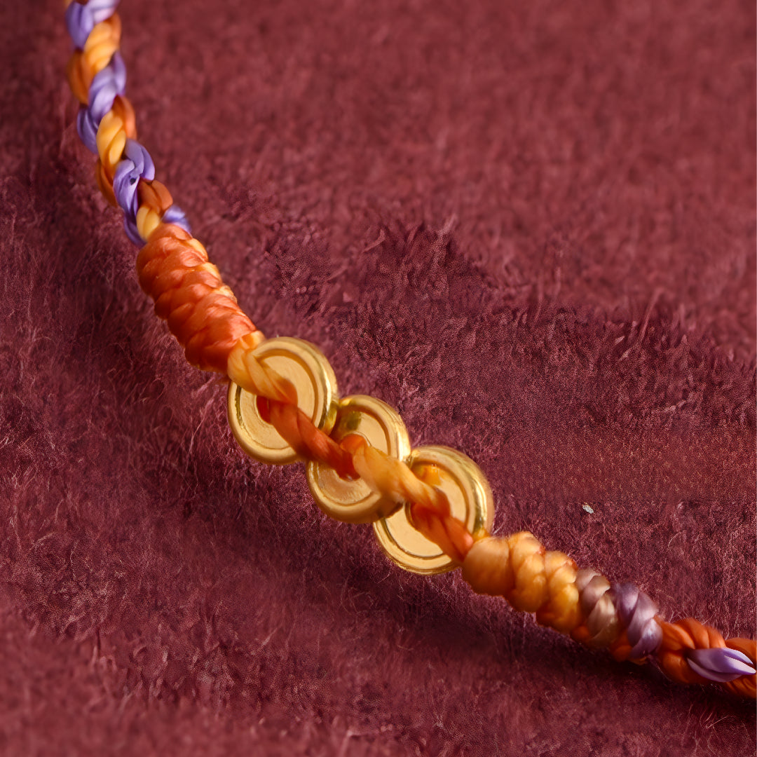 24k Mini Solid 999 Gold Coins Charm Red Rope The 9th Luck era for Men and Women Blessing and Safe Braided Bracelet