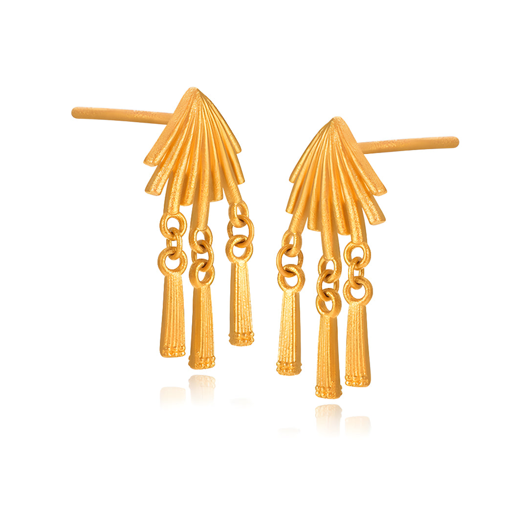 24K Little Jellyfish Gold Earrings Pure Gold Summer Ocean Style Stud Earrings
