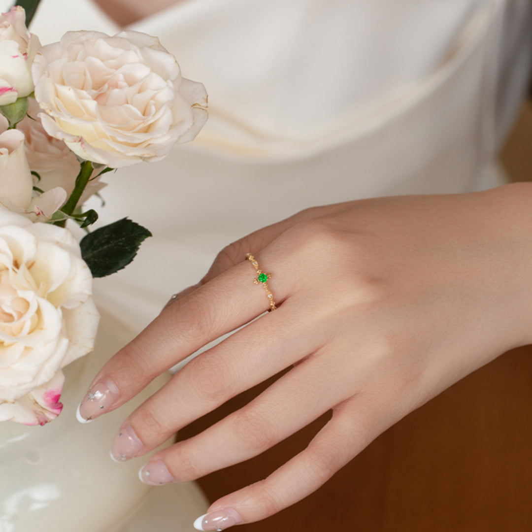 18K Real Gold Star Delicate Stacking Ring Proposal Wedding Bride Gift - Gypsophila Co.