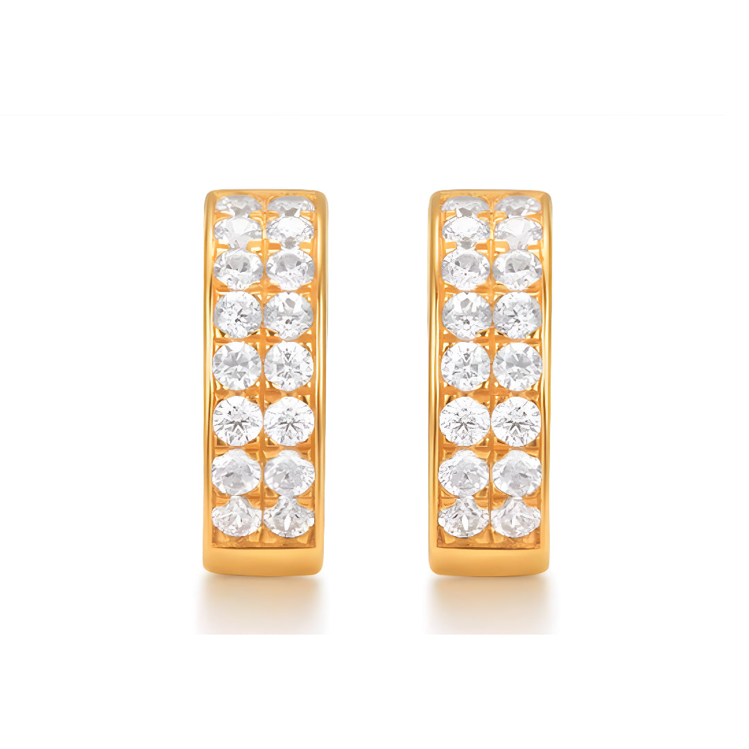 18K Gold Inlaid Zircon Stud earrings with stylish half-circle design shining Earrings