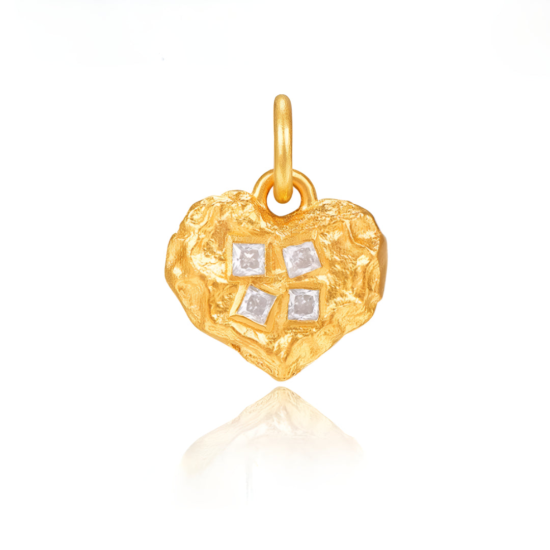 24K Pure Gold Moon Heart Star Charms Pendant - Gypsophila Co.