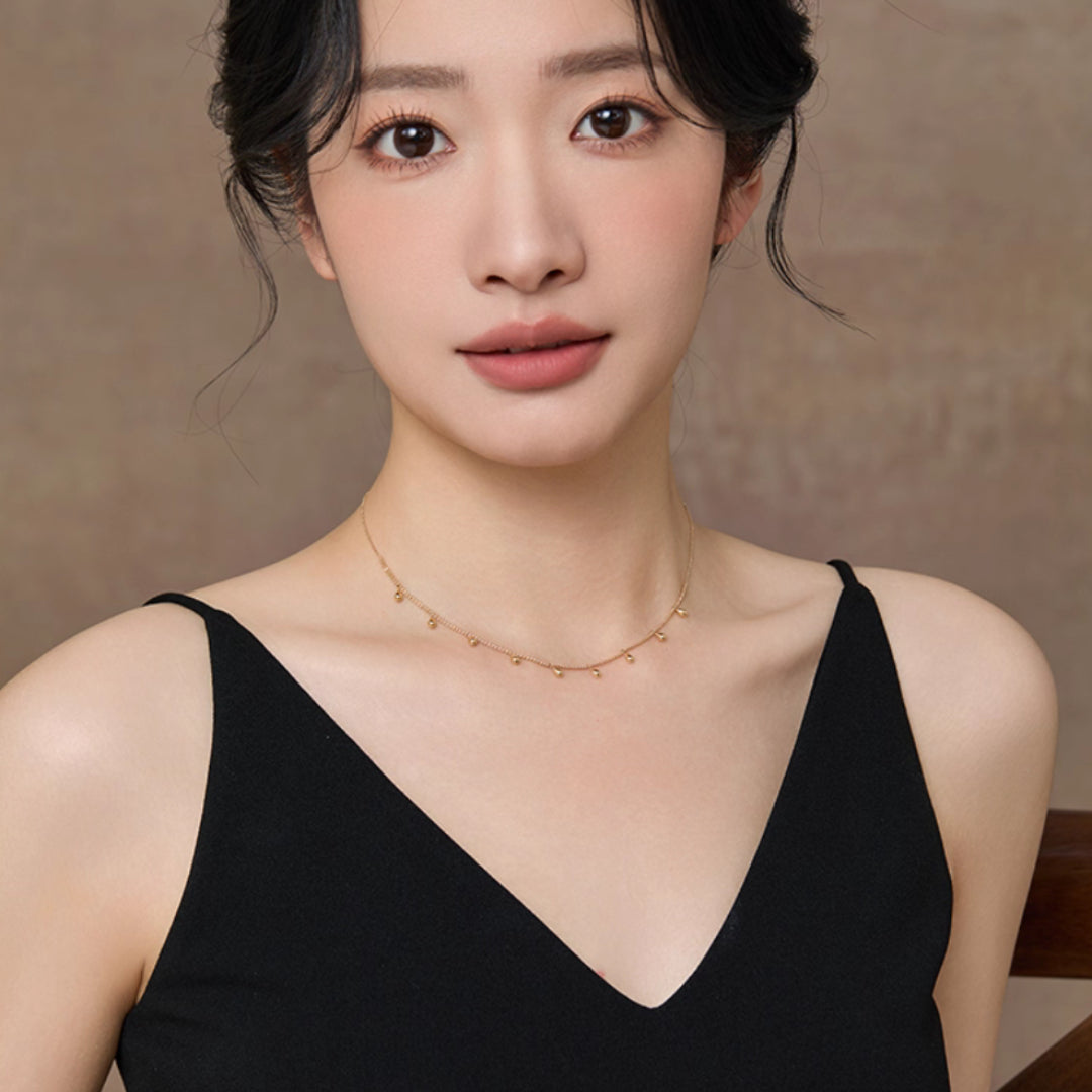 Gilded water drop 18K gold necklace natural light luxury retro clavicle chain - Gypsophila Co.