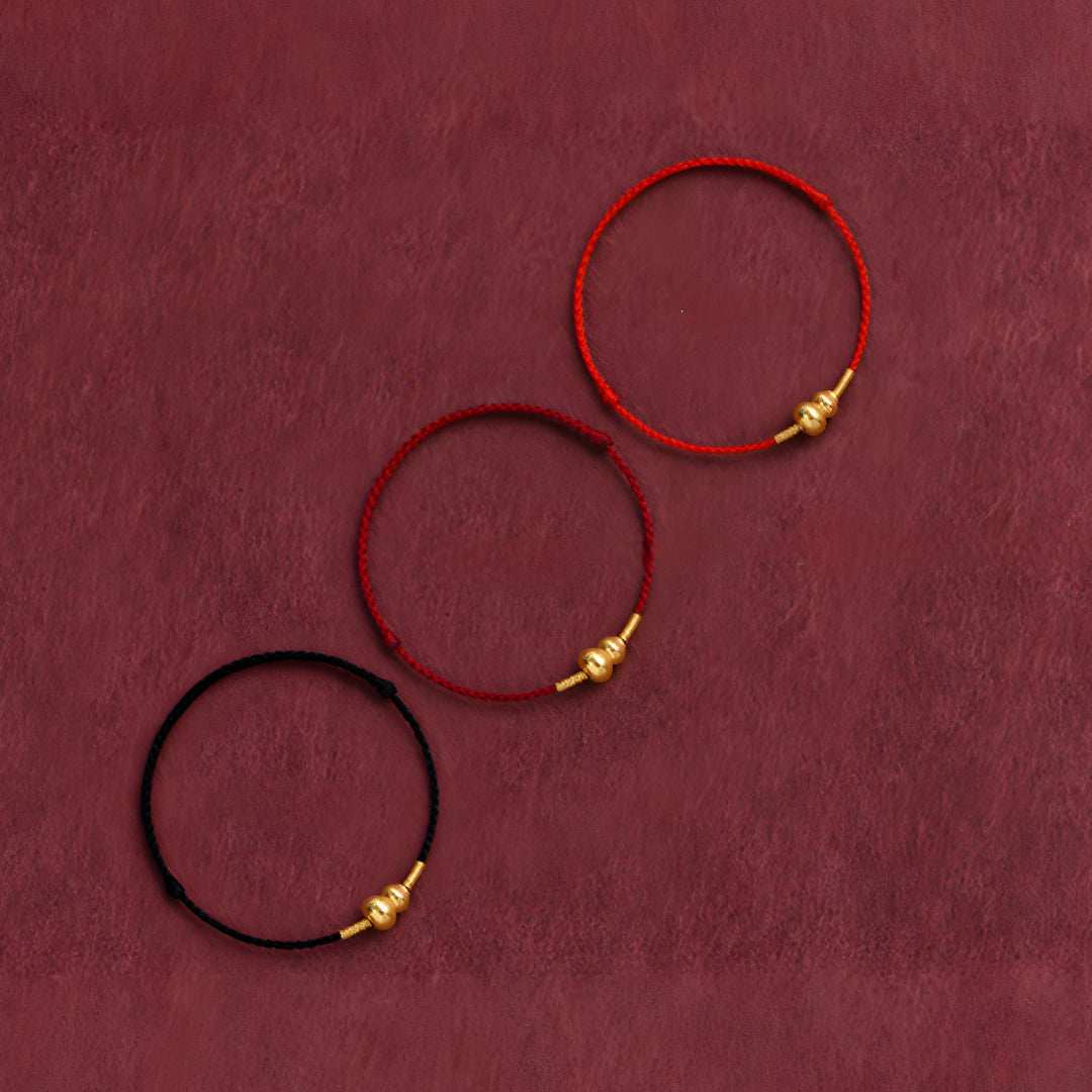 24k Solid 999 Gold Lucky Gourd Red Rope Bracelet for Men and Women Blessing and Peace Braided Bracelet