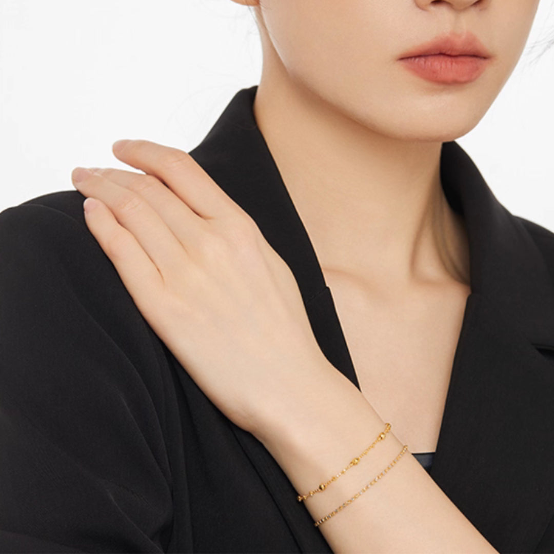 18k Real Gold Shinning Beads Bracelet