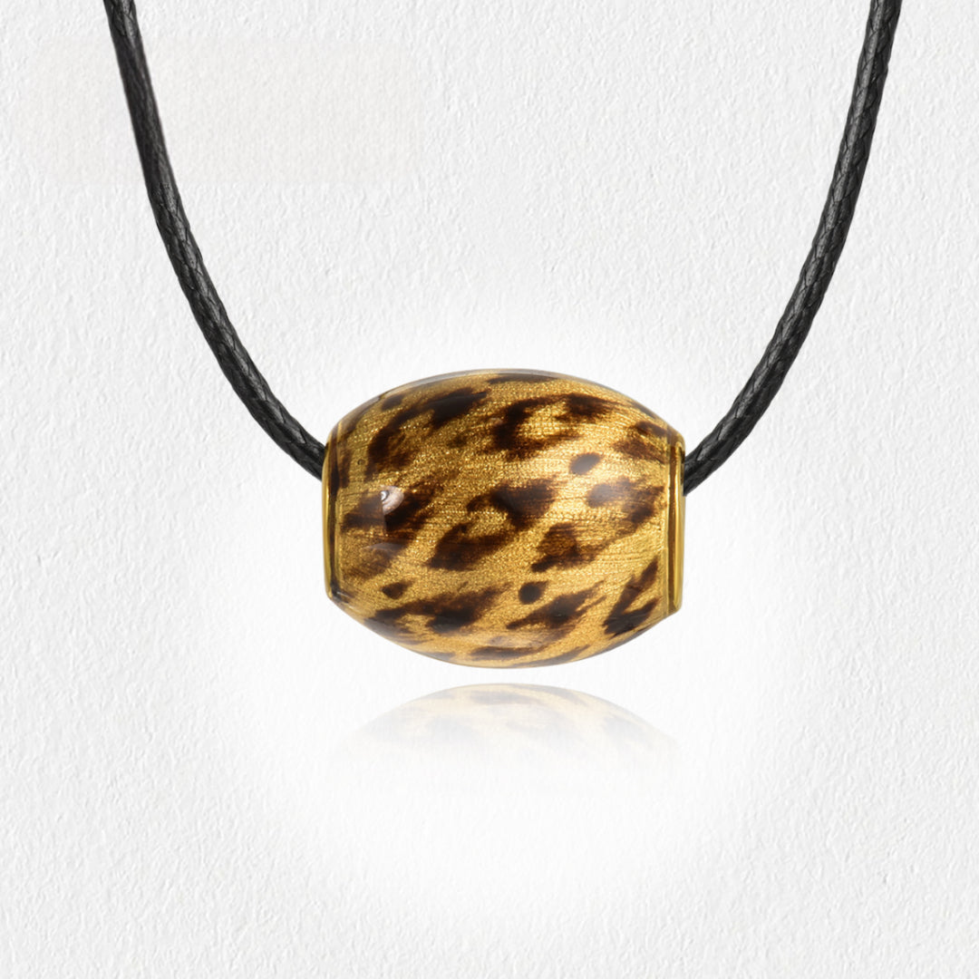 24k Gold 5D Gold Leopard Pattern Enamel Bead Pendant - Gypsophila Co.