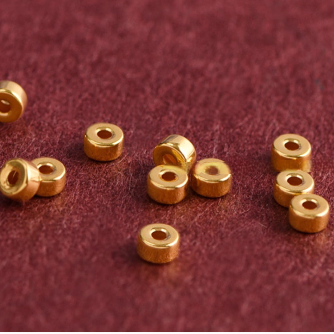 24k Solid 999 Gold Lucky Beads Red Rope Braided Adjustable Stacking Ring Minimal Style